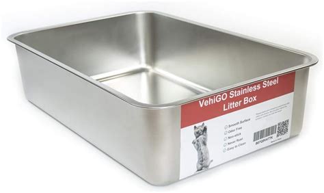 vehigo extra large metal cat litter box|stainless steel cat litter box.